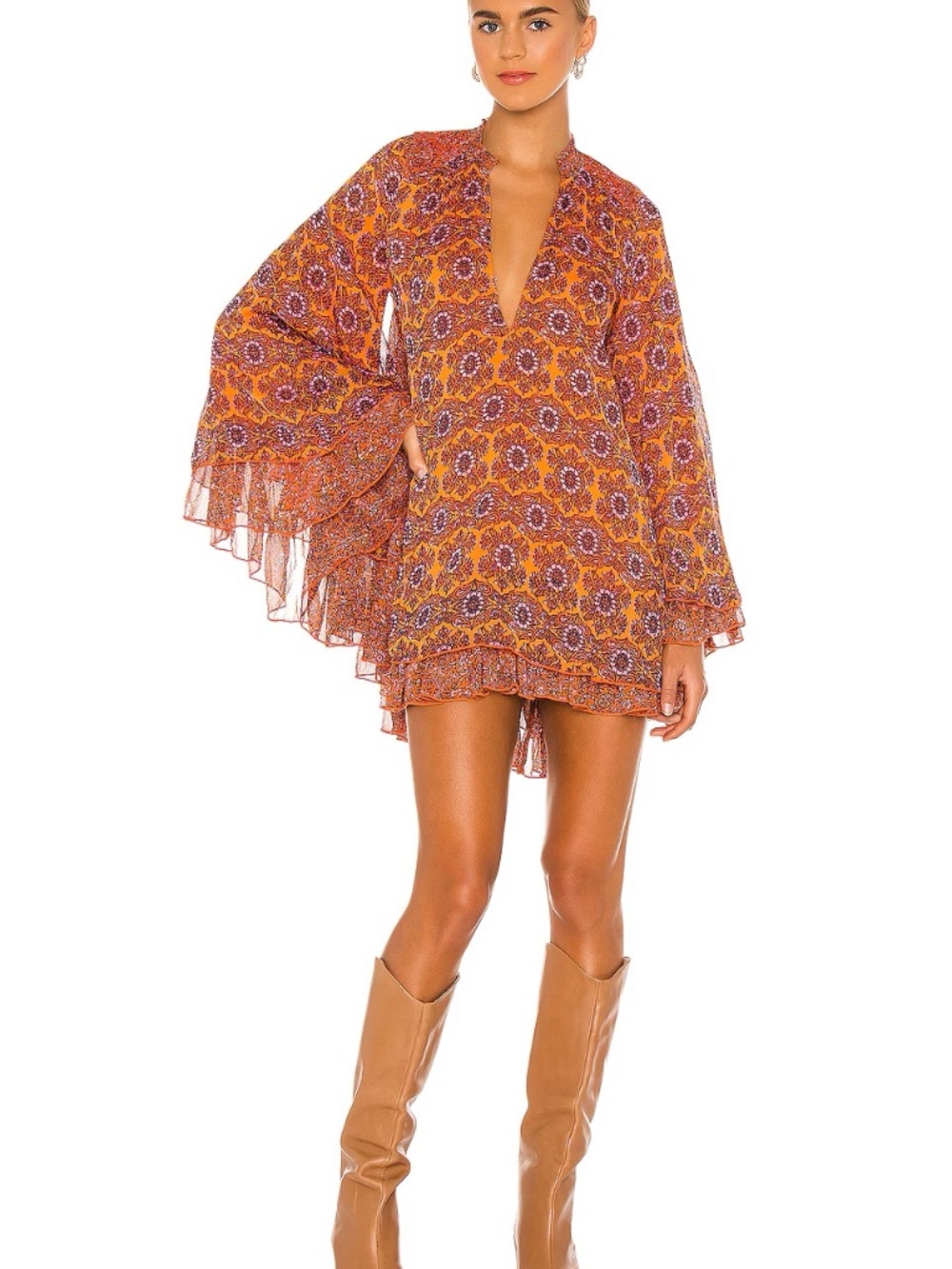 Free People Gabi Tunic Boho Bell Sleeve Size Medium